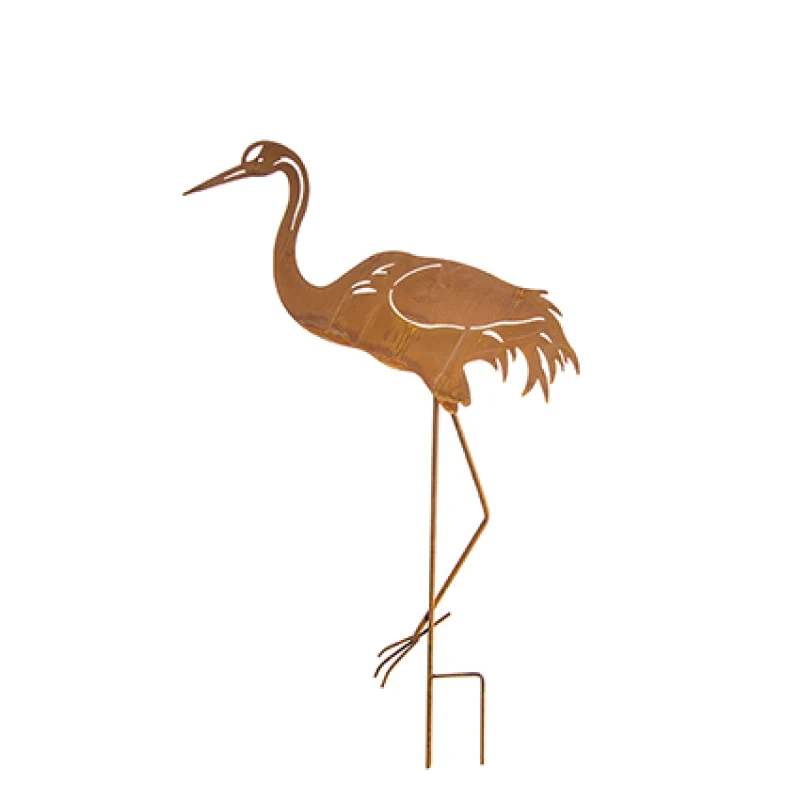 1M Patina Metal Heron Garden Stake