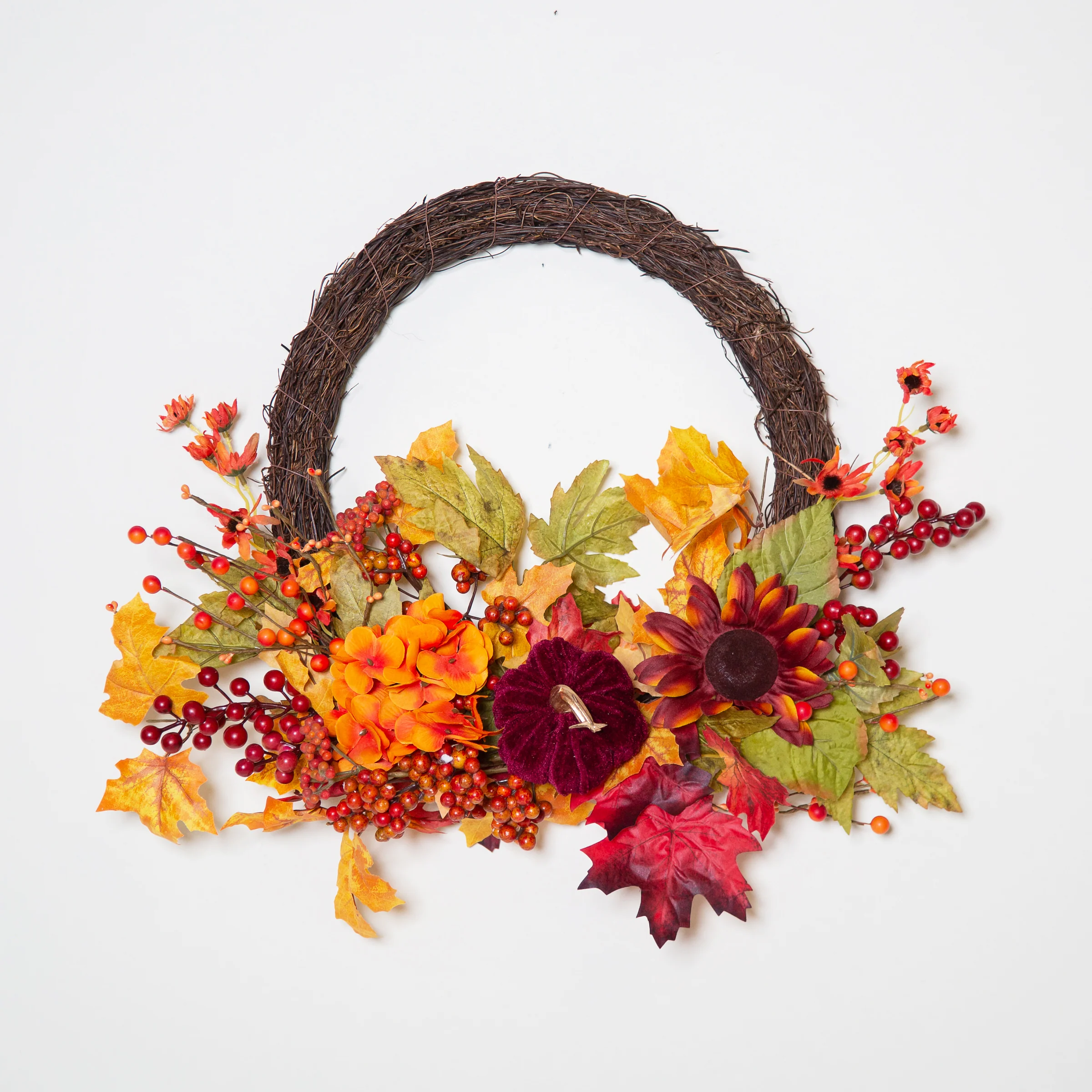 22' Wreath with Mixed Pumpkins