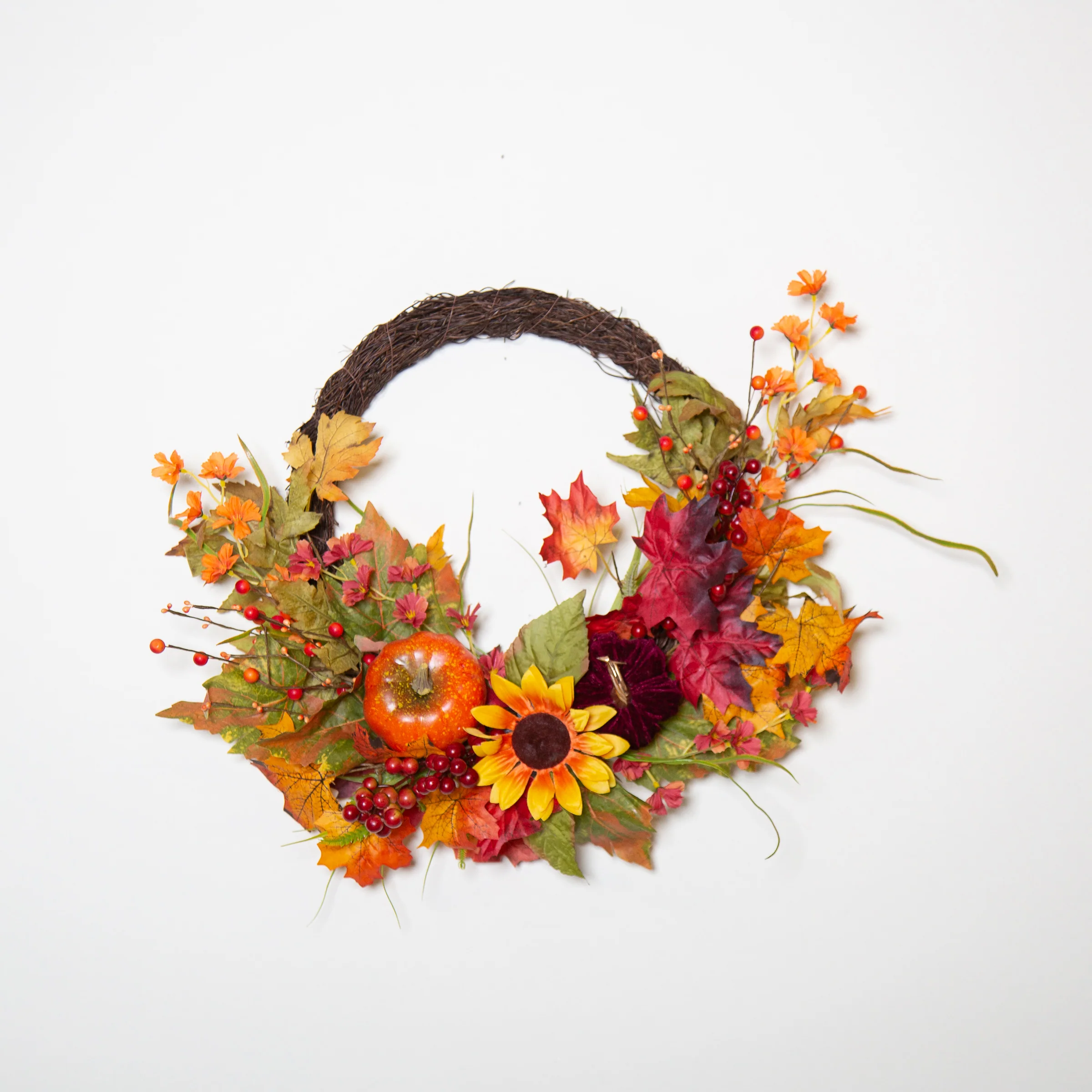22' Wreath with Sunflowers and Pumpkins