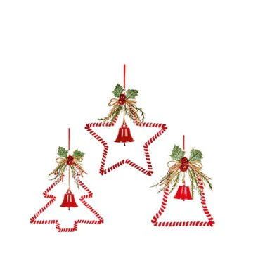 24.5cm Red and White Shape with Bell and Floristry Hanger 3 Asst Bell - Star - Tree