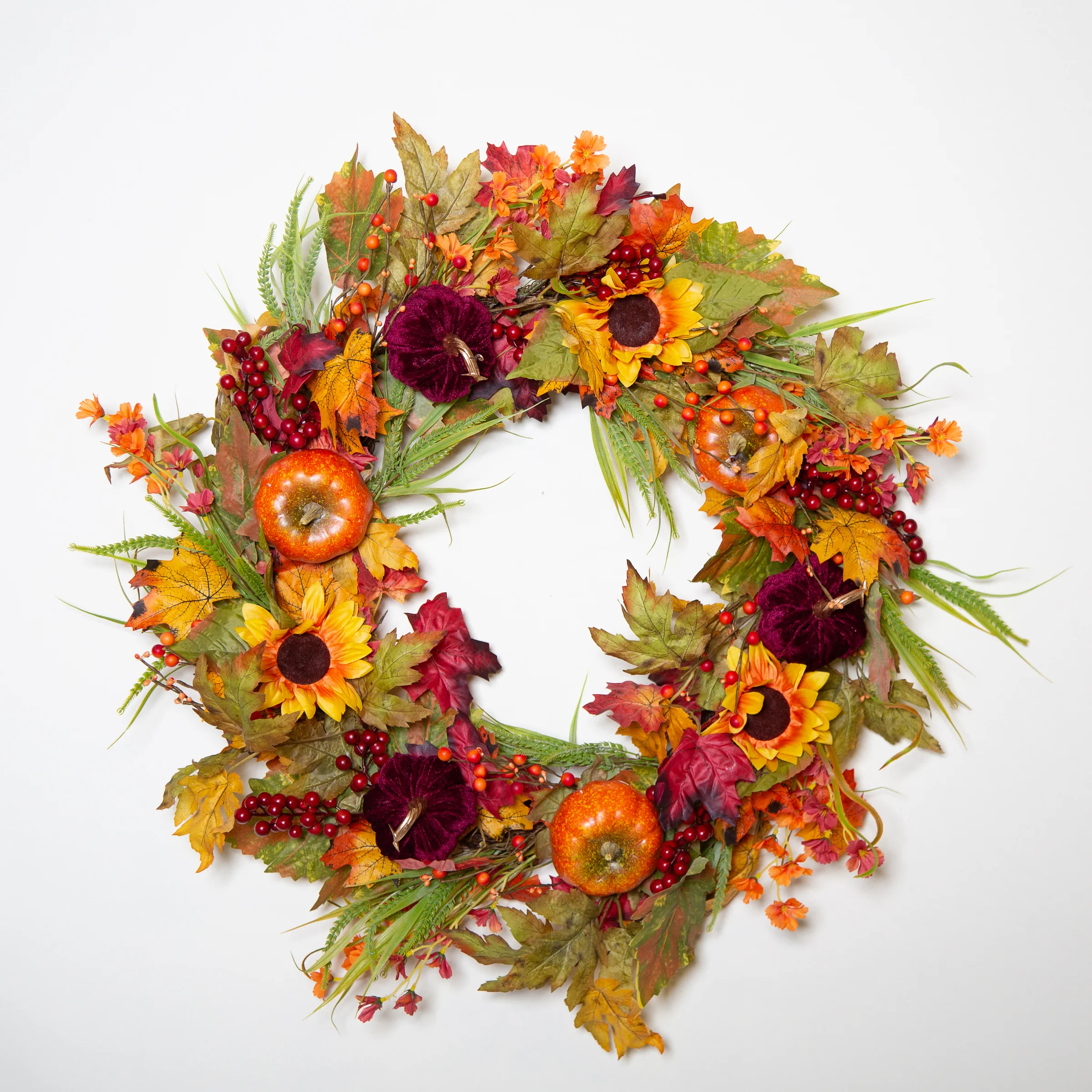 30' Wreath with Sunflowers and Pumpkins