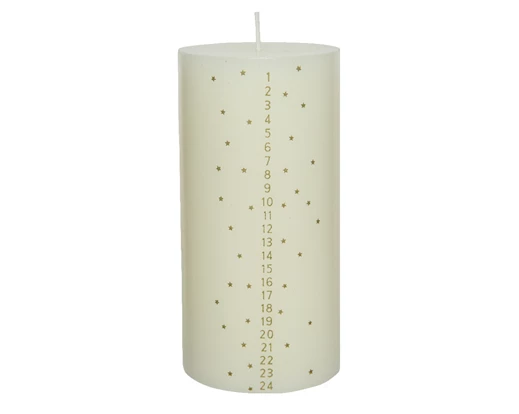 Advent candle wax pillar M    crème white
