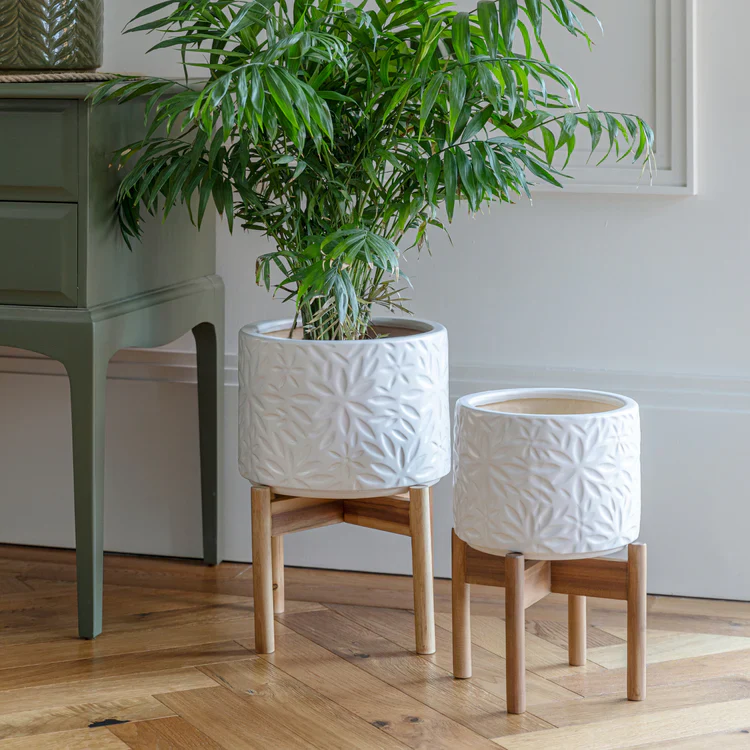 Aspen Flower White Planter H34cm Ø22cm - Image 2