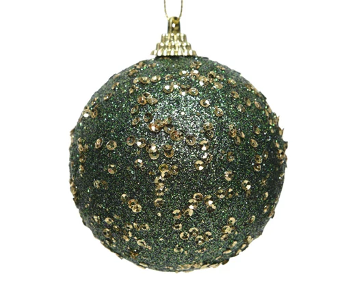 Bauble foam sequins, beads, glitter pine green D.8cm