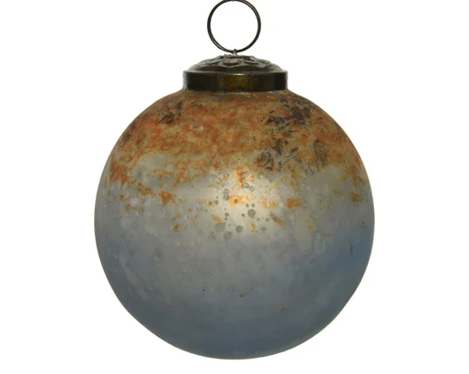 Bauble glass colorflow antique misty blue 7.5cm