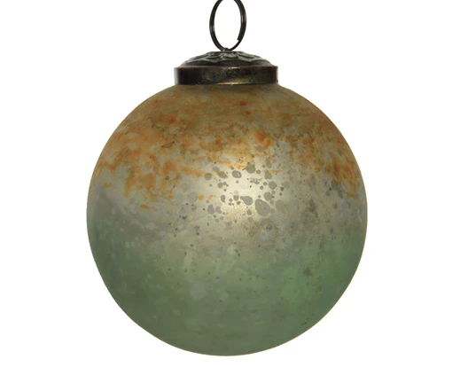 Bauble glass colorflow antique moss green 7.5cm