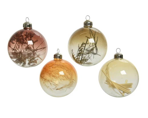 Bauble glass colorflow dried flowers/grasses inside