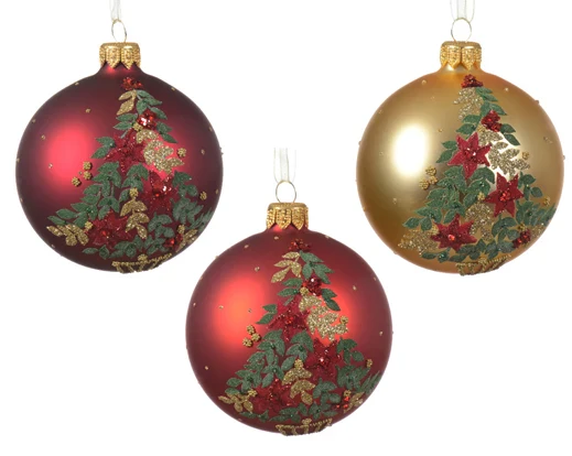 Bauble glass matt xmas tree D.8cm
