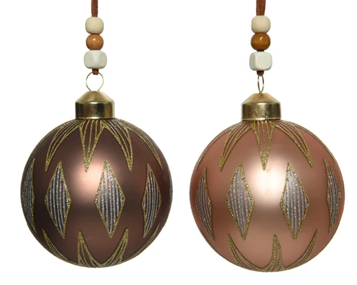Bauble glass silver inside w matt glitter dessin