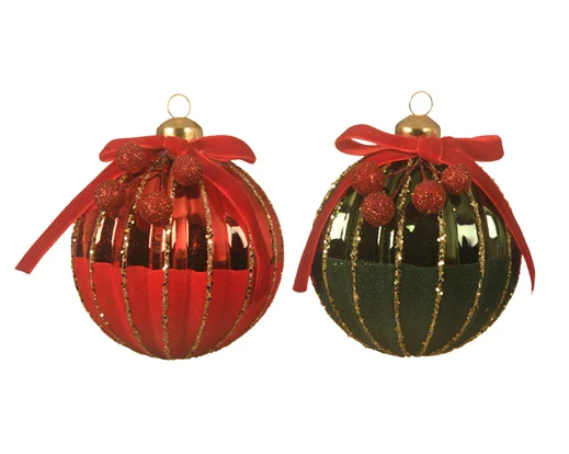 Bauble glass silver inside w shiny