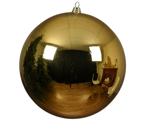 Baubles polystyrene shiny light gold D.25cm