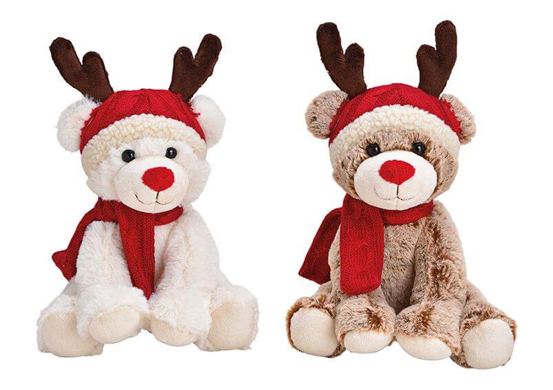 Bear sitting Plush brown, white 2-Asst.