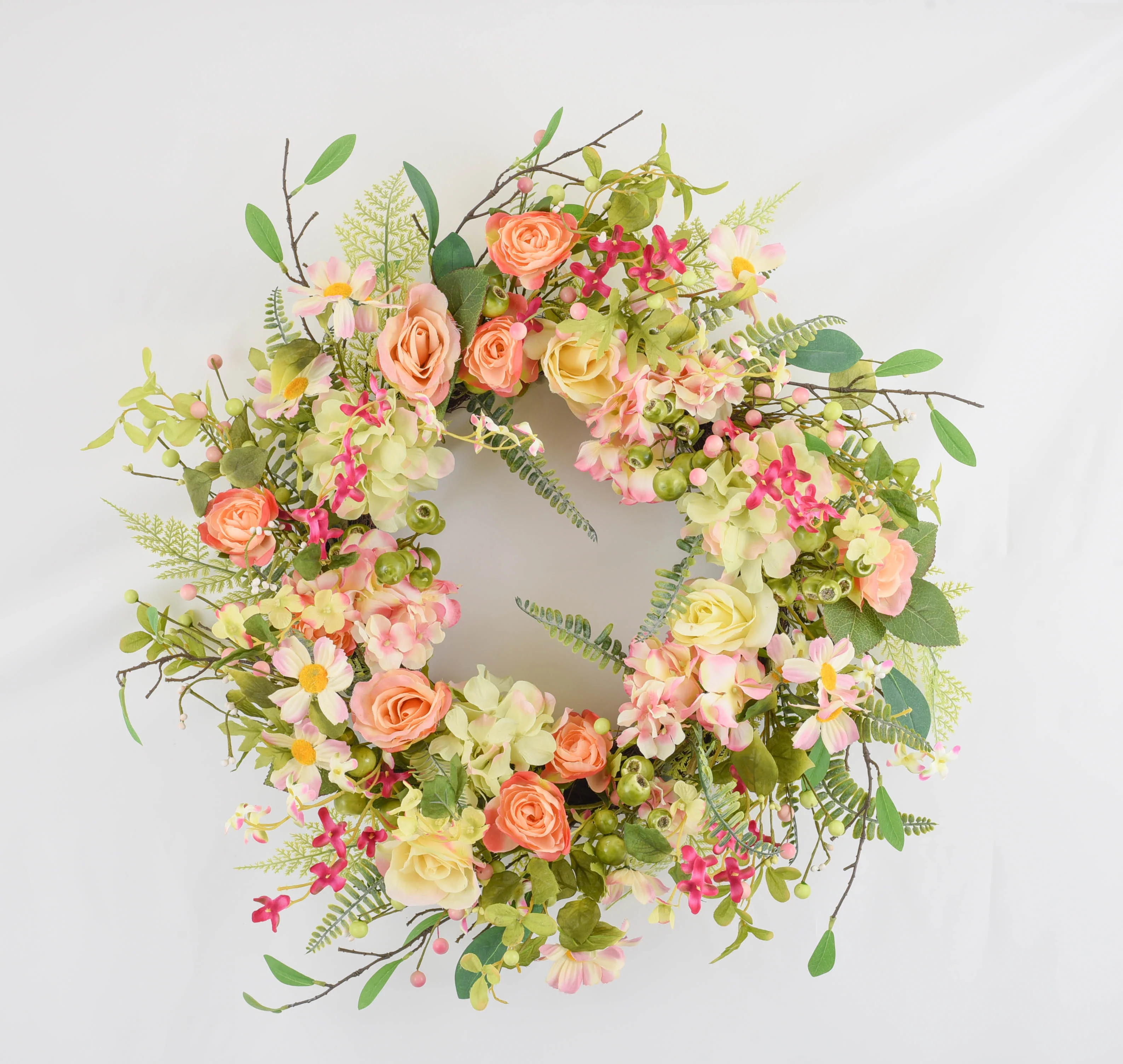 BLUSH GARDEN FLORAL WREATH 65CM