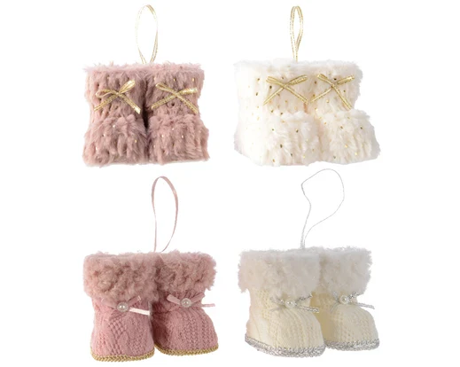 Boots faux fur with bow with pearl