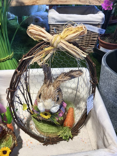 CARROT PATCH BUNNY IN WIRE EGG HGR