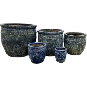Coin Planter Pot Blue Ø27 H28
