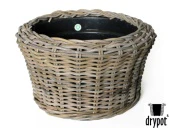 Drypot Round Pot Rattan Grey Ø54cm H34cm