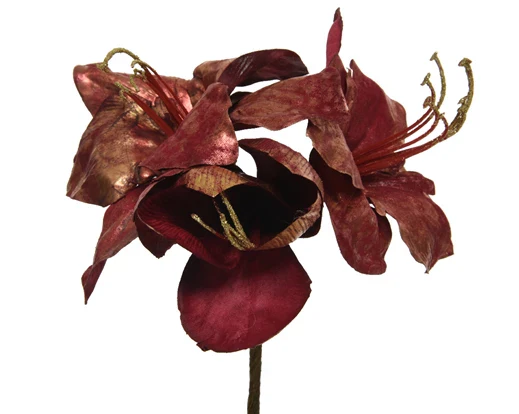 Flower amaryllis on stem polyester - burgundy