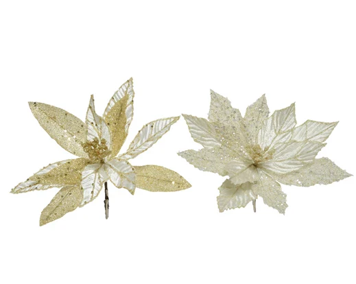 Flower polyester  ivory/gold D.28cm x H.3cm