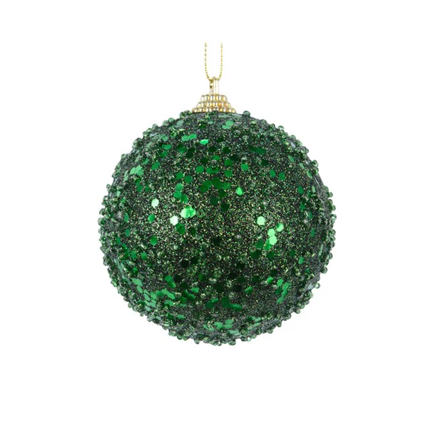 foam bauble w hanger w glitter dia8cm pine green