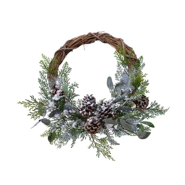 frost deco wreath willow pinecones green/colour(s)