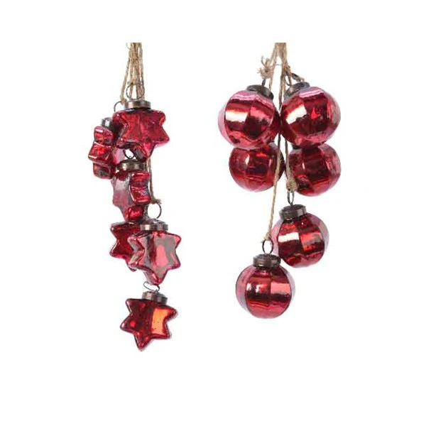 gl bauble bundle hanger 2ass Christmas red