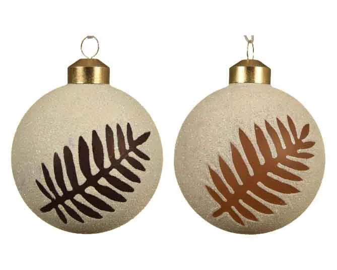 gl bauble trans leaf 2clsdia8cm