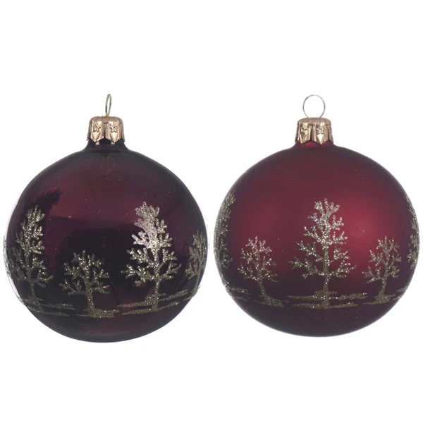 glass deco bauble trees oxblood