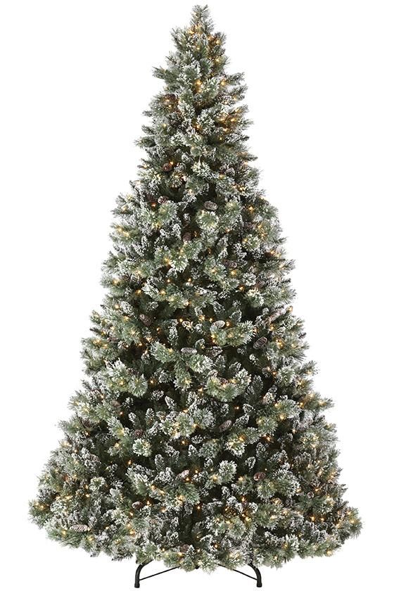Glittery Bristle Pine 7.5ft Tree Cones 650 S/White LED