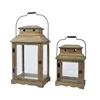 Lantern firwood rectangle with four side glass and jute rope fsc 100% brown L.21cm W.32cm H.55cm