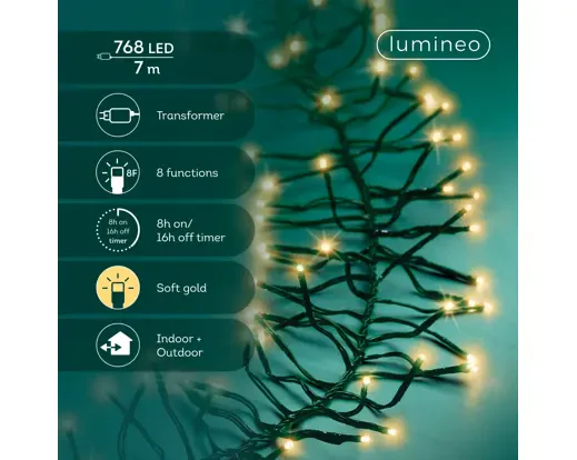 LED cluster lights gb 8 function twinkle effect outdoor green/soft gold L.700cm - Image 2