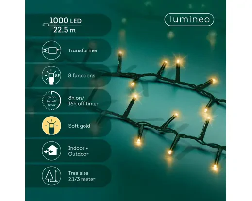 LED compact lights gb 8 function twinkle effect outdoor green/soft gold L.2250cm - Image 2