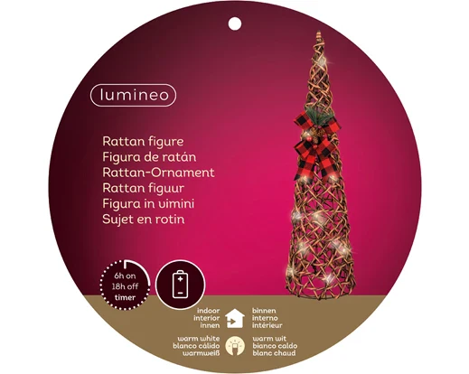 LED cone rattan steady BO indoor brown/warm white H.58cm
D.15.5cm - Image 3