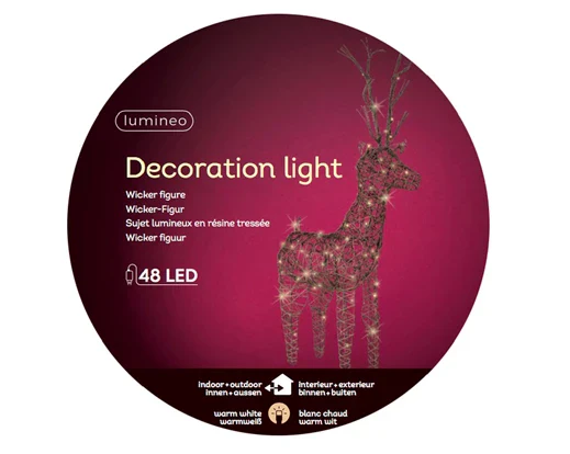 LED deer gb wicker deer steady outdoor brown/warm white L.46cm x W.13cm x H.69cm - Image 3