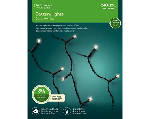 LED Durawise basic lights 8 function twinkle effect BO outdoor black/warm white L.1790cm