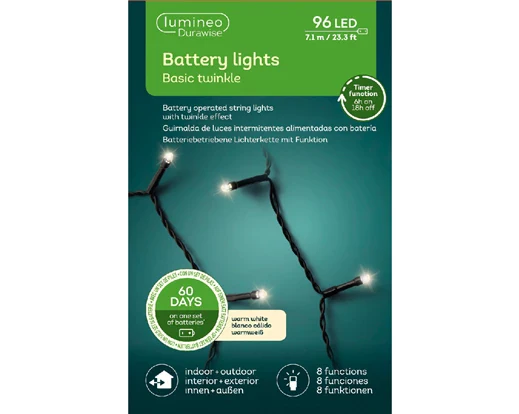 LED Durawise basic lights 8 function twinkle effect BO outdoor black/warm white L.710cm