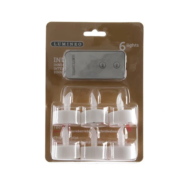 LED tealight plastic fire flame effect BO indoor white/flame dia3.8cm x H.4.6cm
