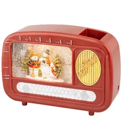 LED water spinner plastic radio steady BO indoor red/warm white L.6.3cm x W.22cm x H.15.5cm - Image 3