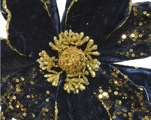 Magnolia on clip polyester velvet Night Blue - Image 2