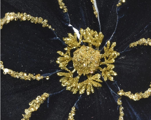 Magnolia on clip polyester velvet Night Blue - Image 3