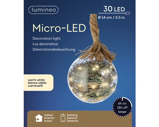 Micro LED ball steady BO indoor transparent/warm white D.14cm - Image 2