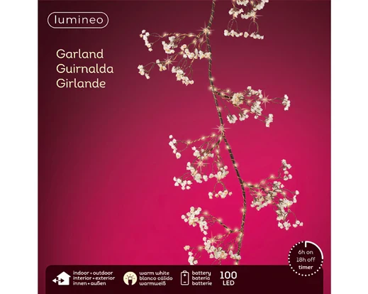 Micro LED garland pvc white flower H120cm - Image 2