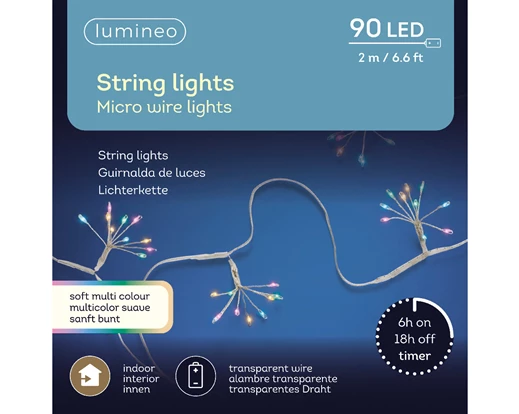Micro LED stringlights steady BO indoor silver/soft multi L.200cm