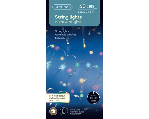 Micro LED stringlights steady BO indoor silver/soft multi L.295cm - Image 3