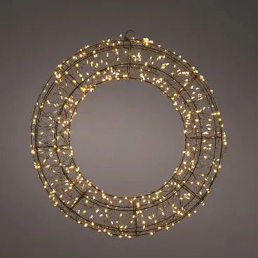 Micro LED wreath gb metal steady outdoor black/classic warm L.7cm x W.38cm x H.38cm