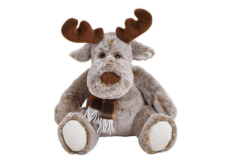 Moose sitting, plush, brown, 23x28x18cm