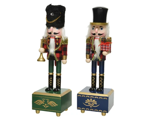 Music  box  pinewood  nutcracker  w  multi check