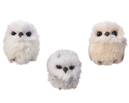 Owl polyester feathers L.6cm x W.6cm x H.7cm