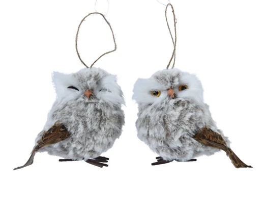 Owl polyester grey L.9cm x W.11cm x H.11cm