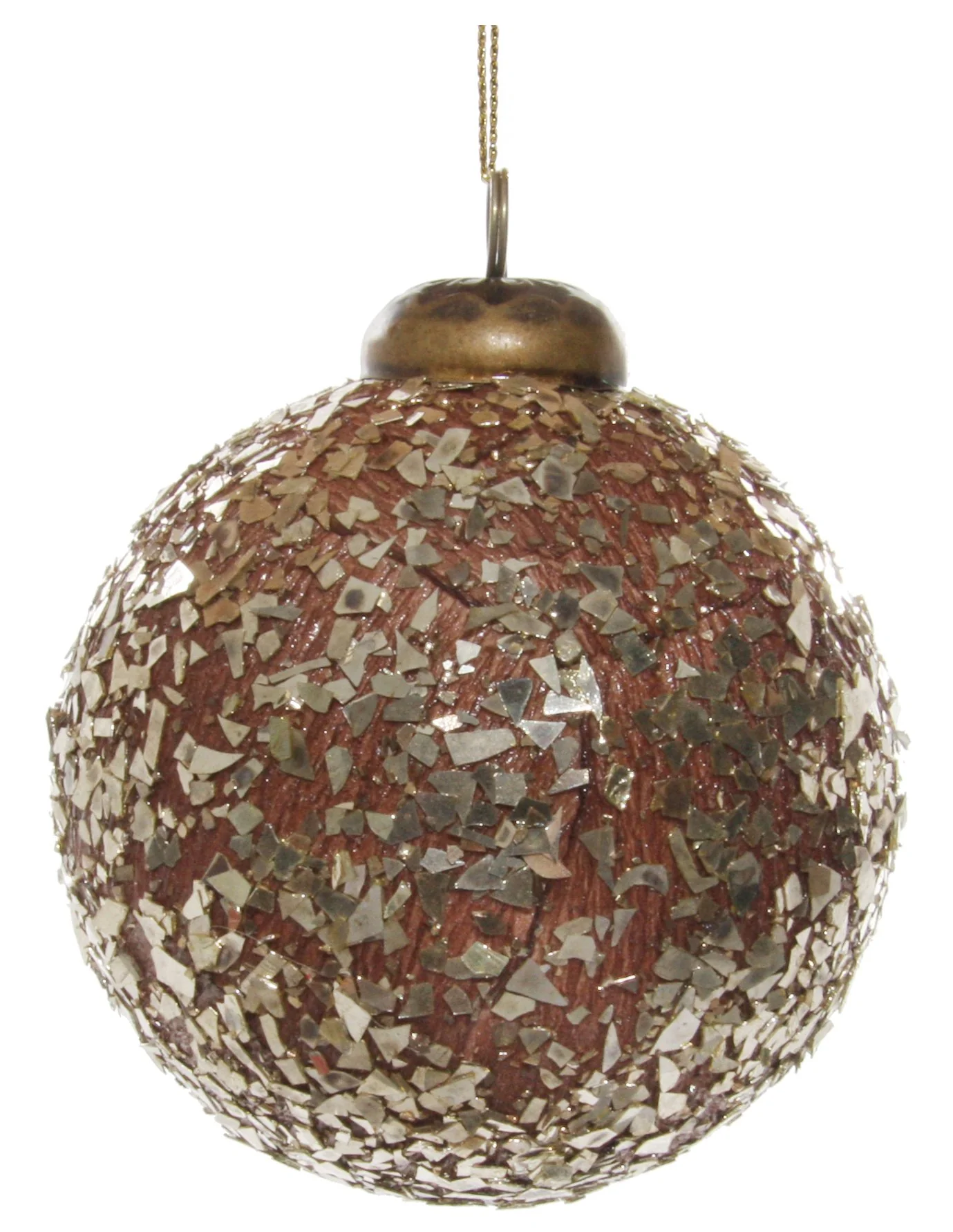 Paper ball brown gold flakes 8cm